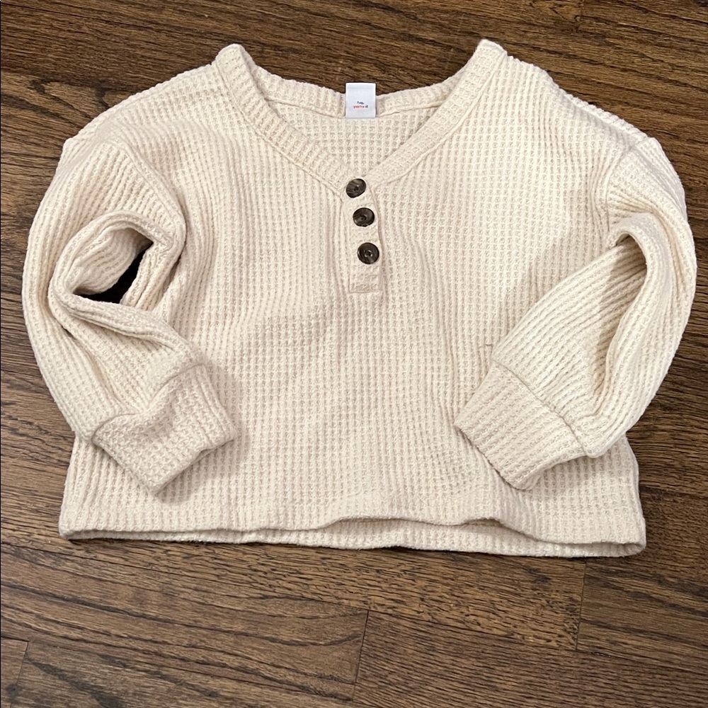 Old Navy Cream Kids Waffle Knit Henley